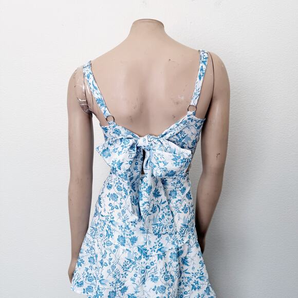 [Hello Molly] Full of Fun Blue Floral Print Tiered Ruffle Maxi Dress NWT Size 10 - Picture 5 of 12